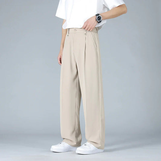 Men's Vallier relaxed fit dress trousers, pleated front, comfortable for modern workwear & everyday style.