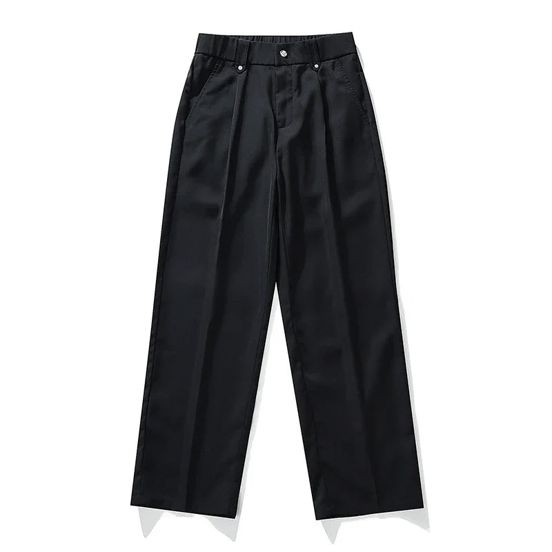 Elegant Vallier men's relaxed fit dress pants, pleated design for versatile modern styling & comfort.