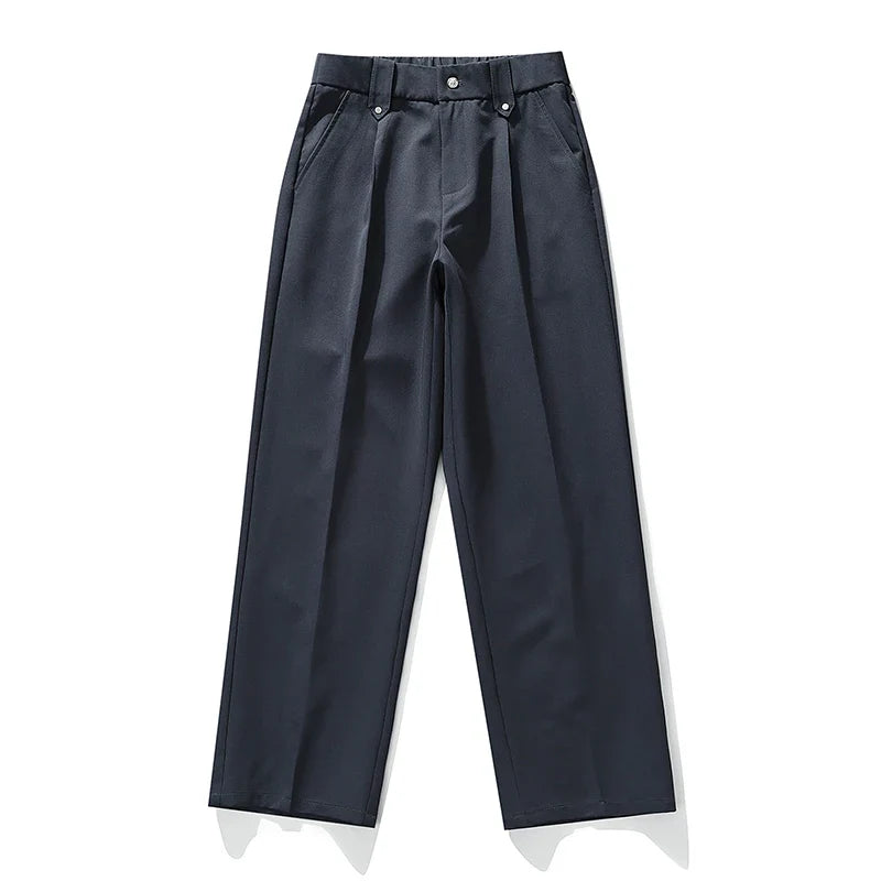 Men's Vallier relaxed fit casual trousers, pleated front, combining comfort with versatile, everyday style.