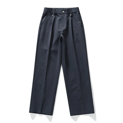 Men's Vallier relaxed fit casual trousers, pleated front, combining comfort with versatile, everyday style.