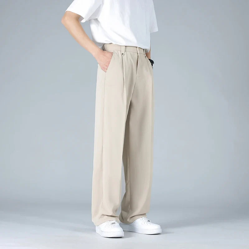 Classic men's relaxed fit dress pants, Vallier model, with a stylish pleated front for versatile wear.