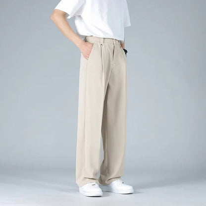 Classic men's relaxed fit dress pants, Vallier model, with a stylish pleated front for versatile wear.