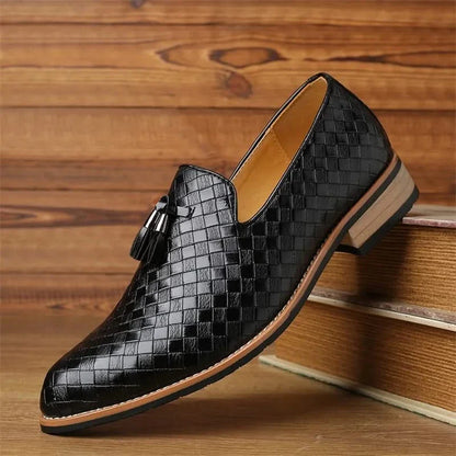 Men's Valtieri woven dress loafers with tassels, perfect for sophisticated style & business casual.