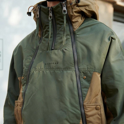 Stylish Men's Vector insulated techwear jacket, multi-zipper streetwear, water-resistant for winter fashion.