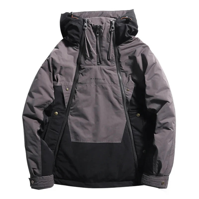 Insulated Men's Vector techwear jacket, water-resistant & warm, perfect for winter streetwear and urban cold.