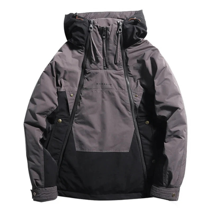 Insulated Men's Vector techwear jacket, water-resistant & warm, perfect for winter streetwear and urban cold.