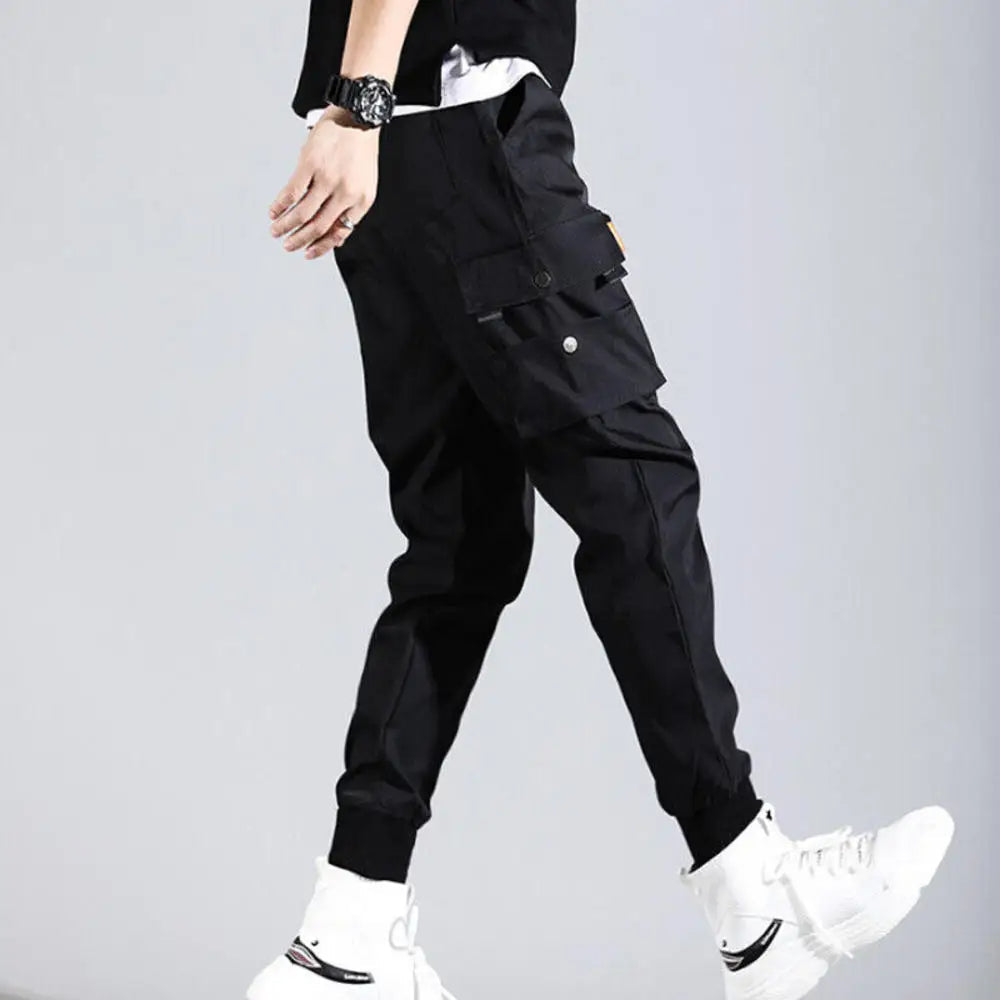 Tapered fit men's storm gray cargo joggers. Versatile for casual wear or athletic activities.