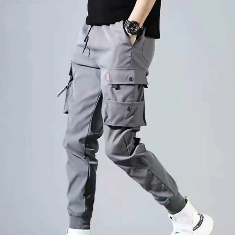Storm gray men's tapered cargo joggers. Combining athletic comfort with urban streetwear appeal.