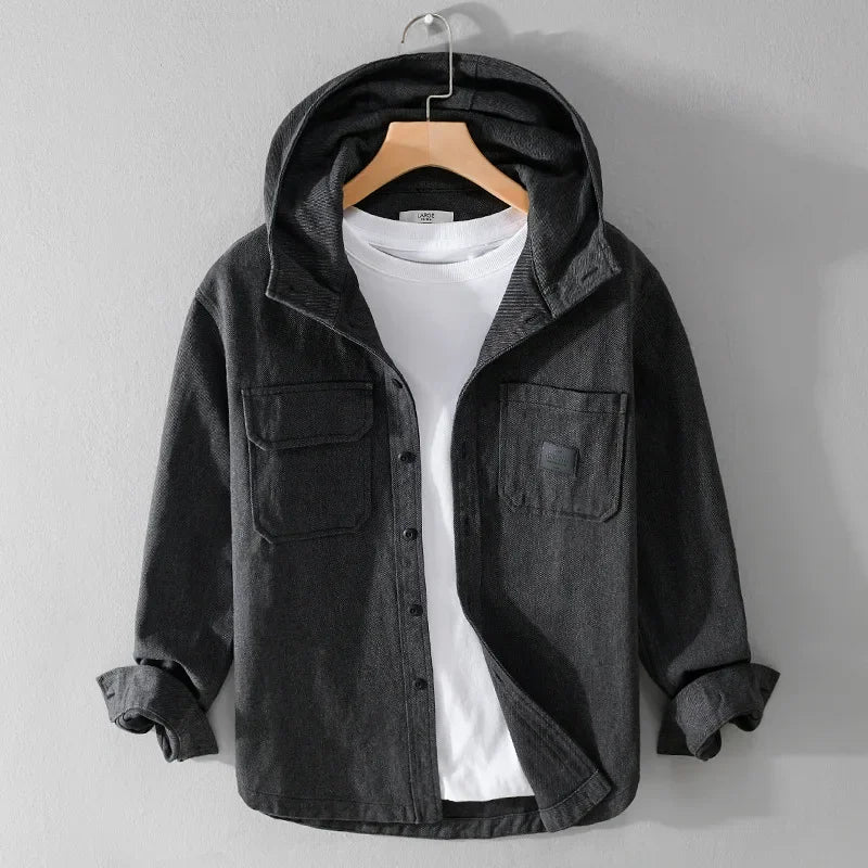 Men's Ventra Hoodie in dark gray, a comfortable and durable pullover for autumn and winter casual wear. Long sleeve.