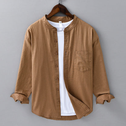 Dark blue Men's Verona long-sleeve casual button-down shirt, versatile men's summer clothing.