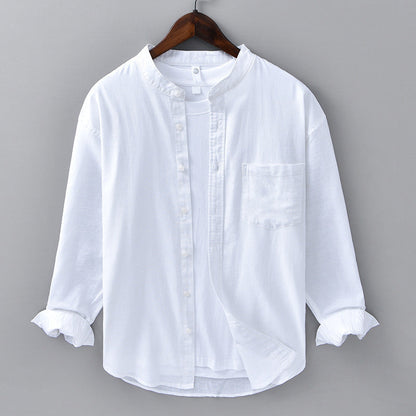 Brown Men's Verona casual button-down shirt, comfortable long sleeve for warm weather style.