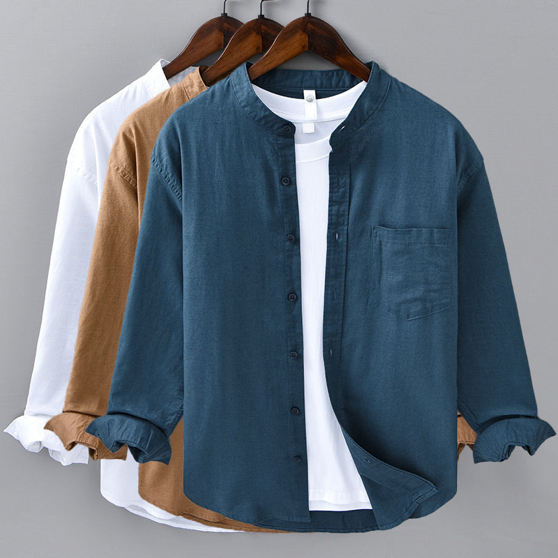 Beige Men's Verona long-sleeve casual button-down, versatile and comfortable men's summer shirt.