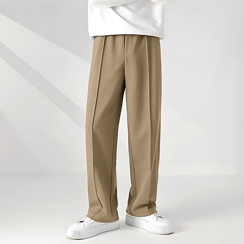 Men's Verona Classic Pleated Trousers in khaki. Tailored, comfortable men's dress pants for a classic look.