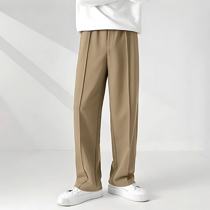 Men's Verona Classic Pleated Trousers in khaki. Tailored, comfortable men's dress pants for a classic look.