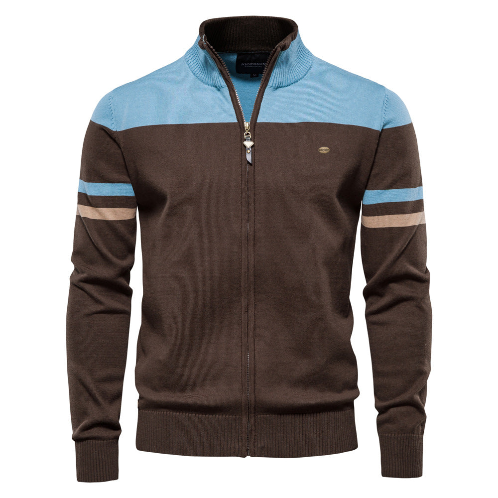 Men's Verona Colorblock Full-Zip Cardigan Sweater, a stylish layering piece for casual menswear.