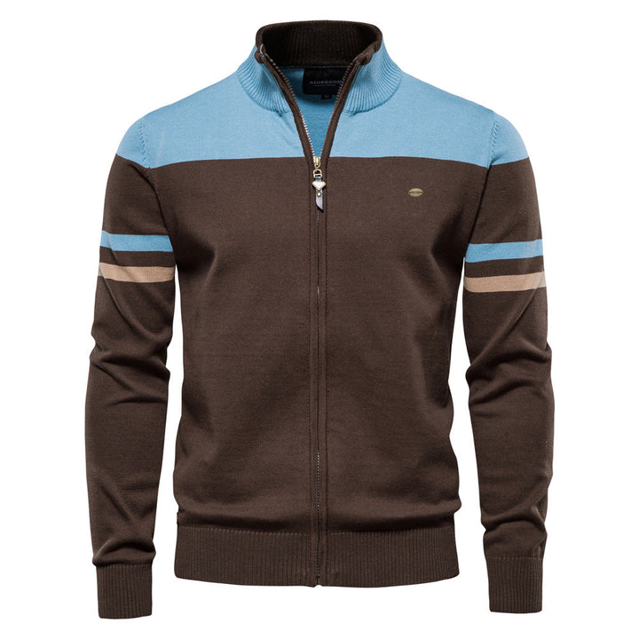 Men's Verona Colorblock Full-Zip Cardigan Sweater, a stylish layering piece for casual menswear.