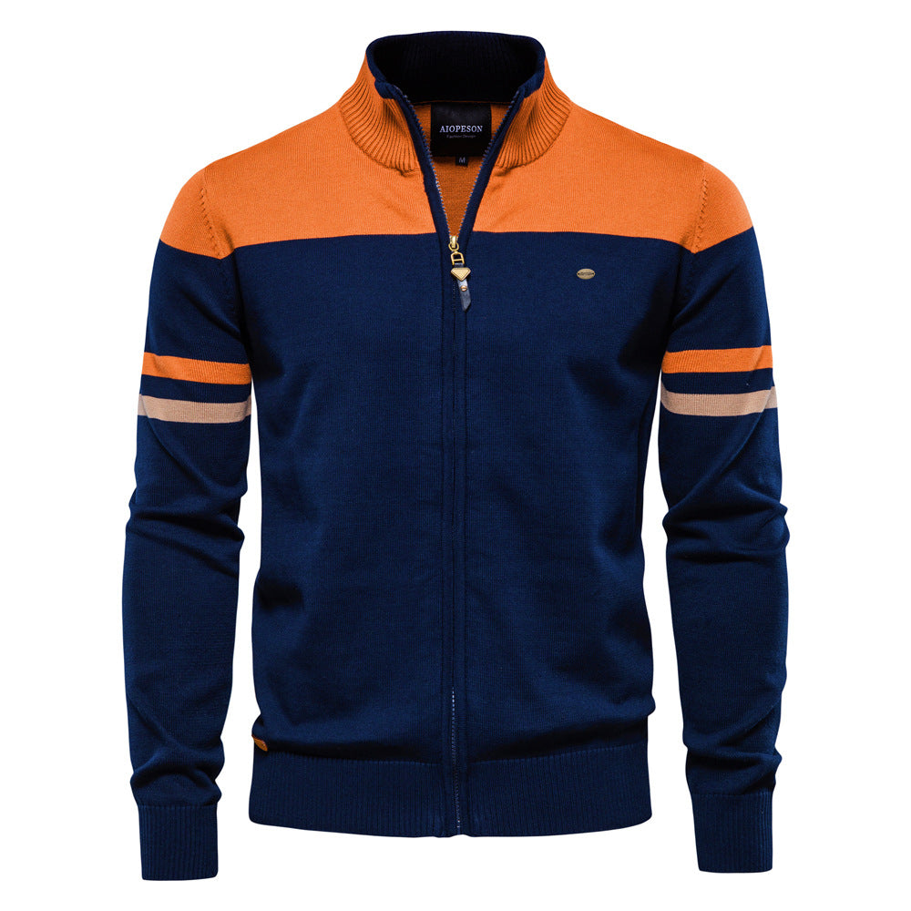 Men's casual Verona colorblock full-zip cardigan. A versatile sweater for modern menswear.
