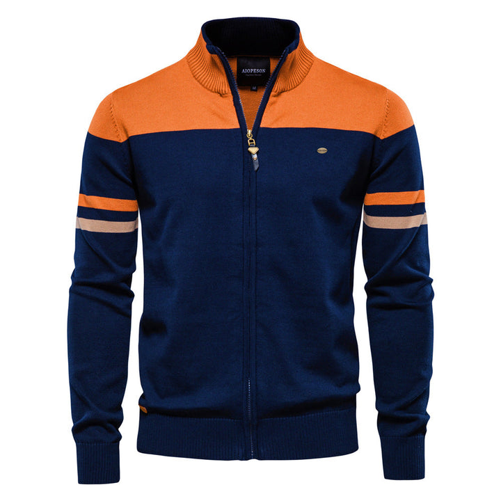 Men's casual Verona colorblock full-zip cardigan. A versatile sweater for modern menswear.