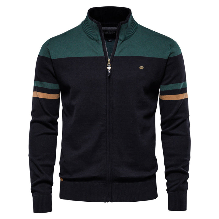 Comfortable men's colorblock full-zip cardigan sweater, Verona style. Great for casual outfits.
