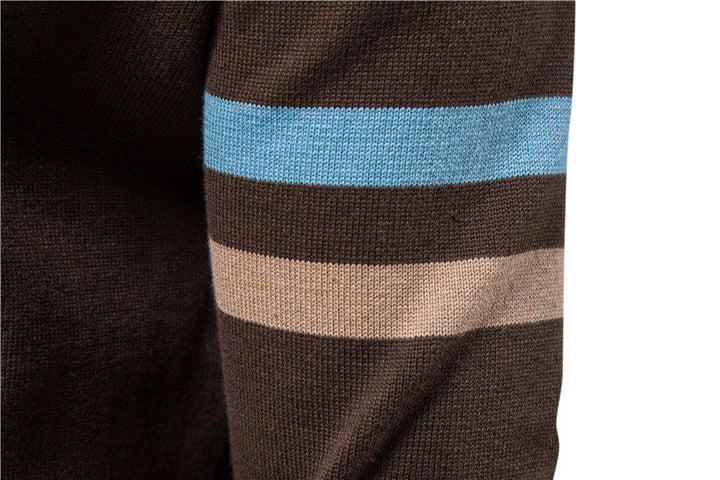 Lightweight men's full-zip cardigan sweater. Verona colorblock design for comfortable menswear.