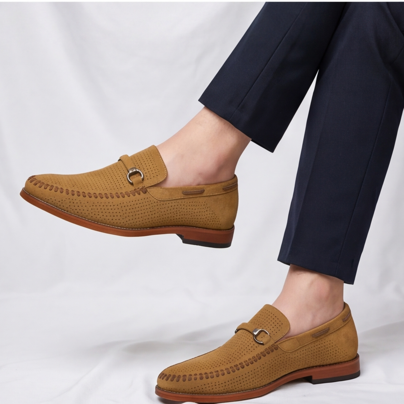 Men's Verona Comfort Loafers on a foot. Showcasing all-day support and casual loafer style.
