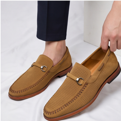 High-angle shot of Men's Verona Comfort Loafers. Sophisticated slip-on shoes for men's fashion.