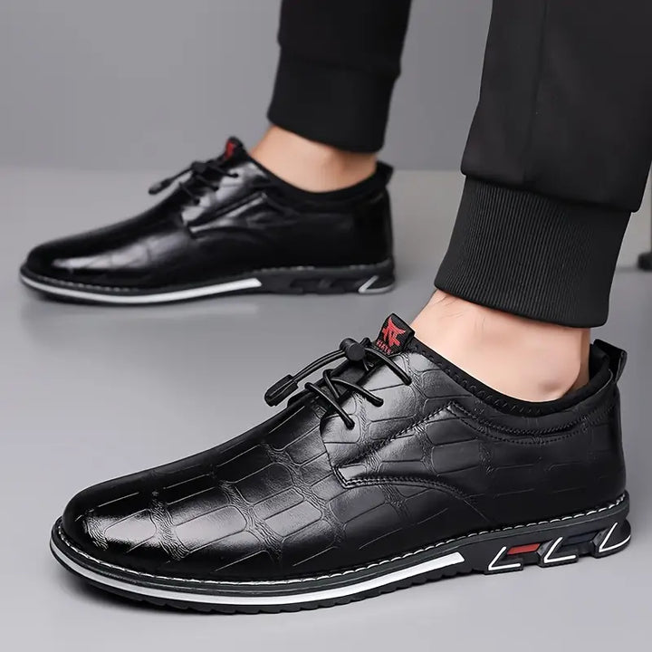 Cushioned Men's Verona dress sneakers with toggle laces, offering superior comfort & modern urban style.