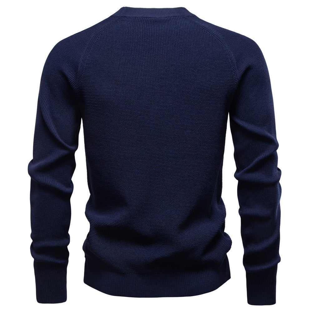 Stylish men's waffle knit pullover, long sleeve and comfortable for daily wear.