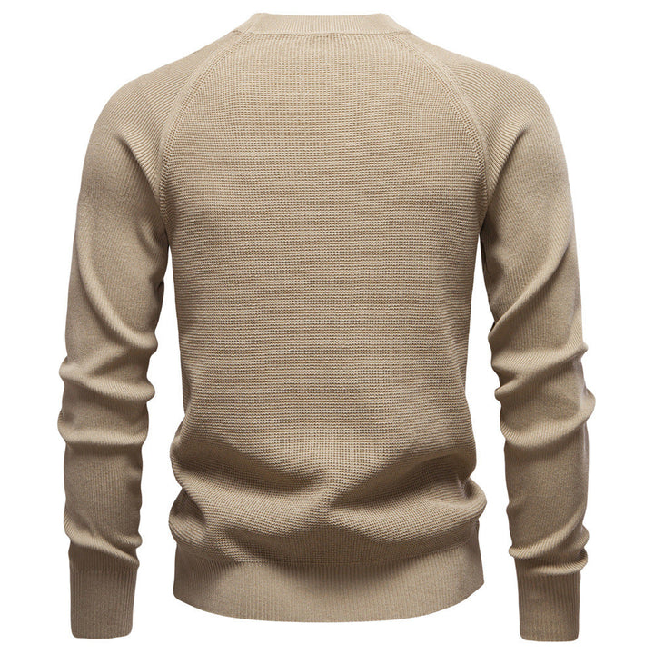 Men's everyday essential waffle knit pullover, crew neck for classic, versatile style.