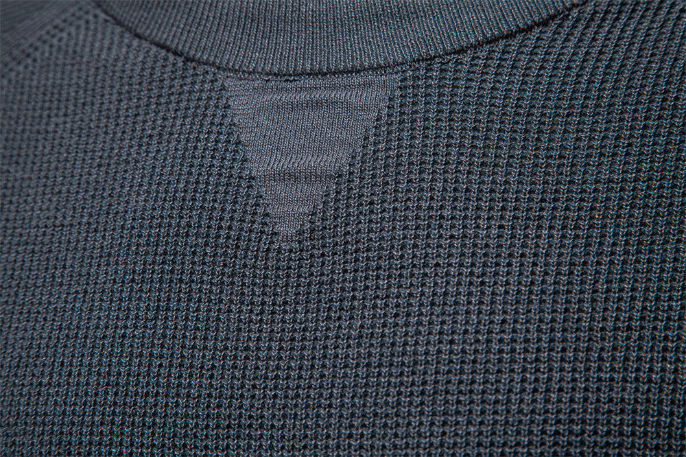Classic men's waffle knit crew neck sweater, soft, durable, and stylish for everyday.