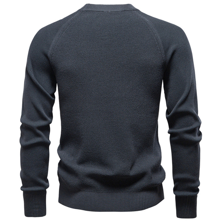 Effortless men's Verona waffle knit pullover, a comfortable and stylish long-sleeve top.