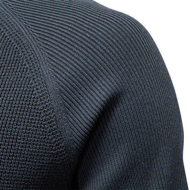 Cozy men's waffle knit sweater with a classic crew neck, ideal for comfortable layering.