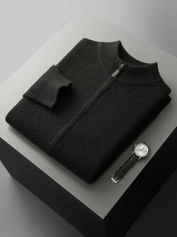 Men's everyday zip cardigan, perfect for layering. Combines comfort and smart casual fashion effortlessly.