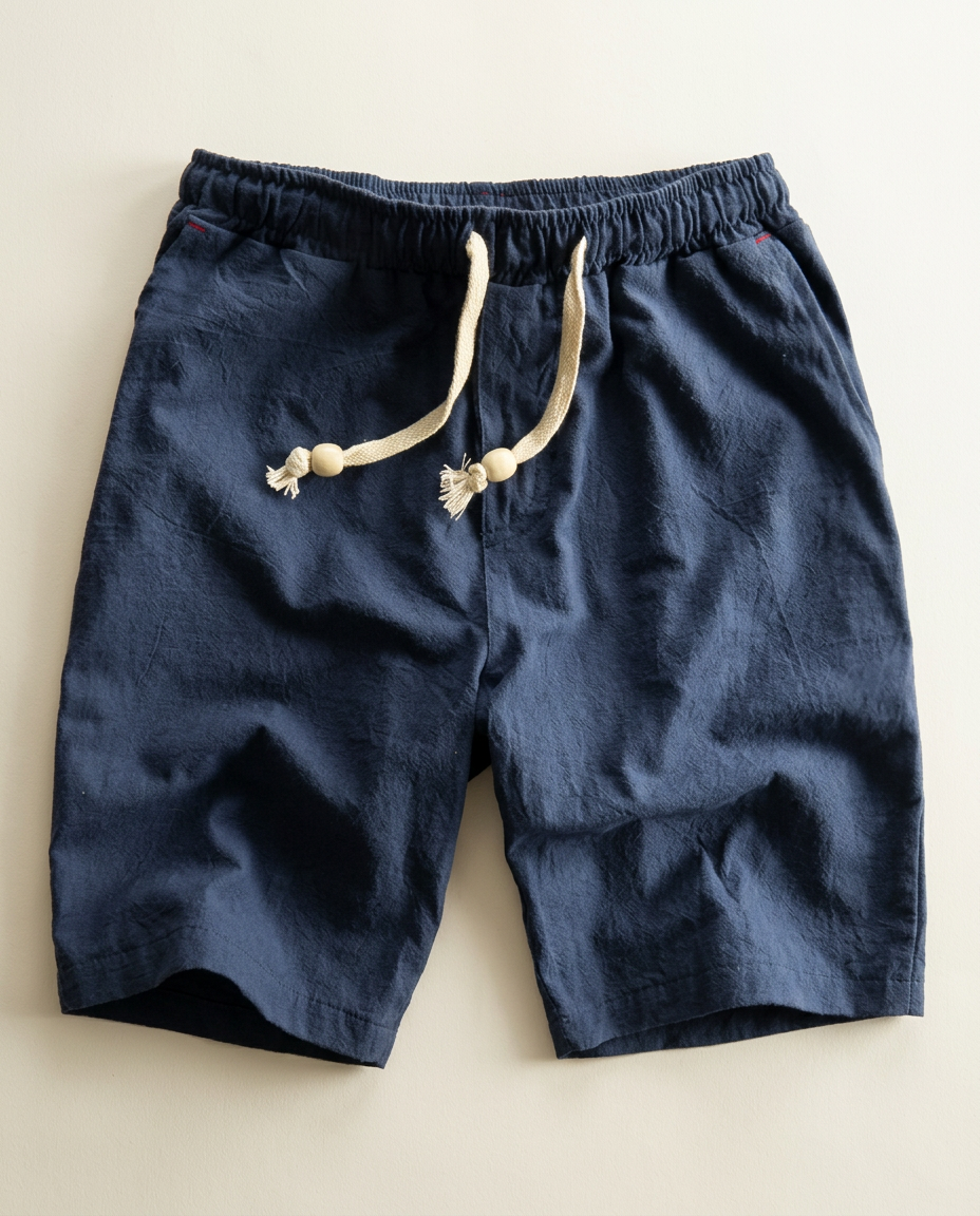 Grey men's casual shorts for summer, featuring an elastic waist and drawstring for a relaxed, everyday fit.