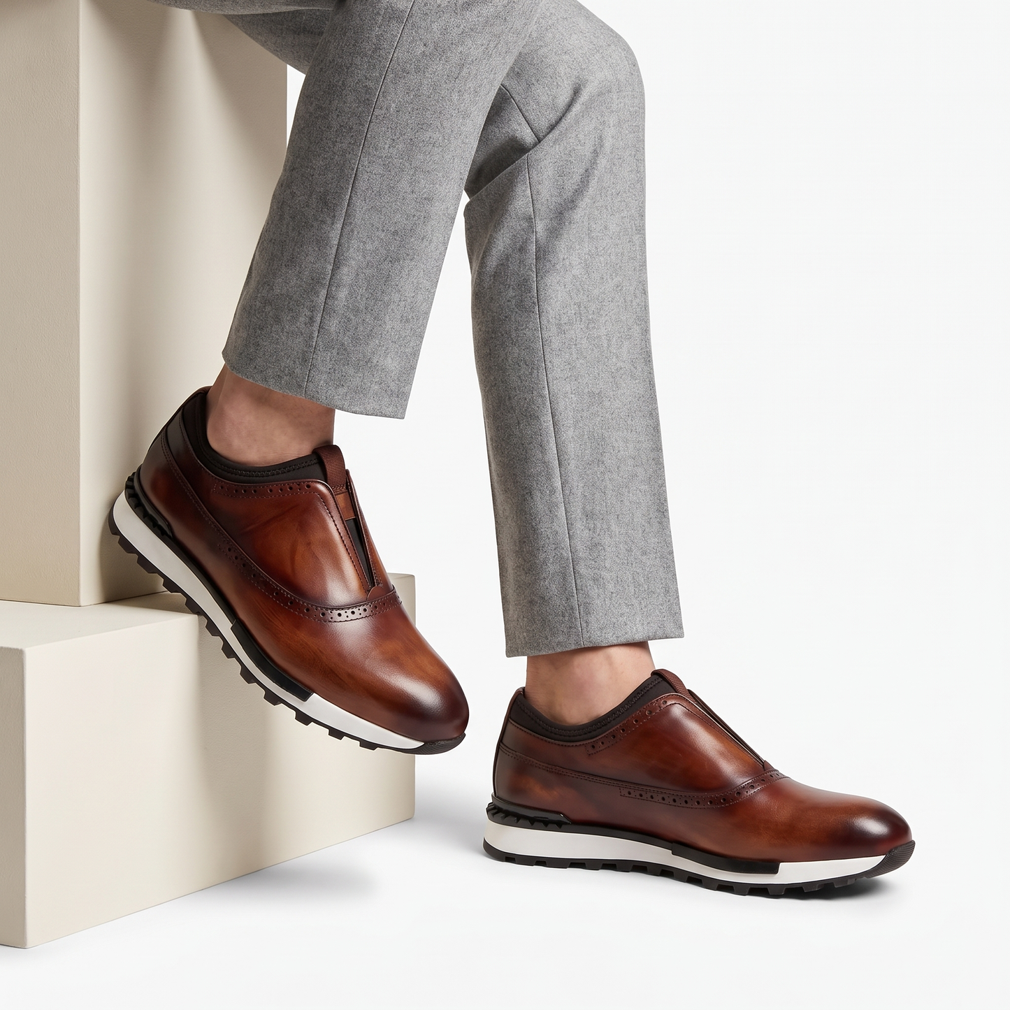 Comfortable men's slip-on loafers with a round toe, perfect for business casual, office, and everyday fashion footwear.