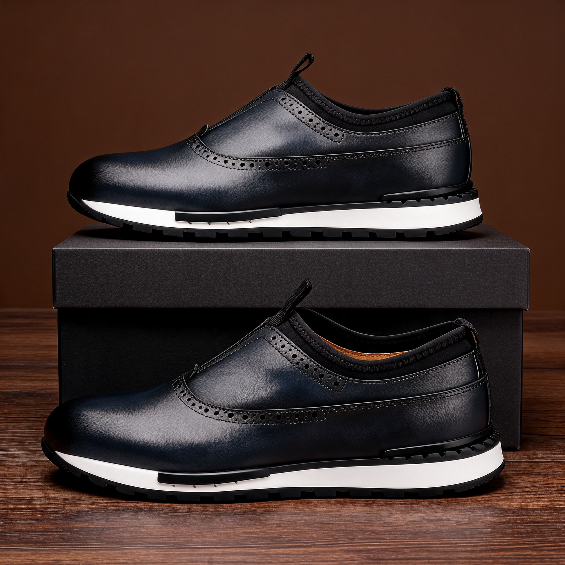 Versatile men's slip-on footwear, combining dress shoe elegance with casual comfort for daily use. Round toe design.