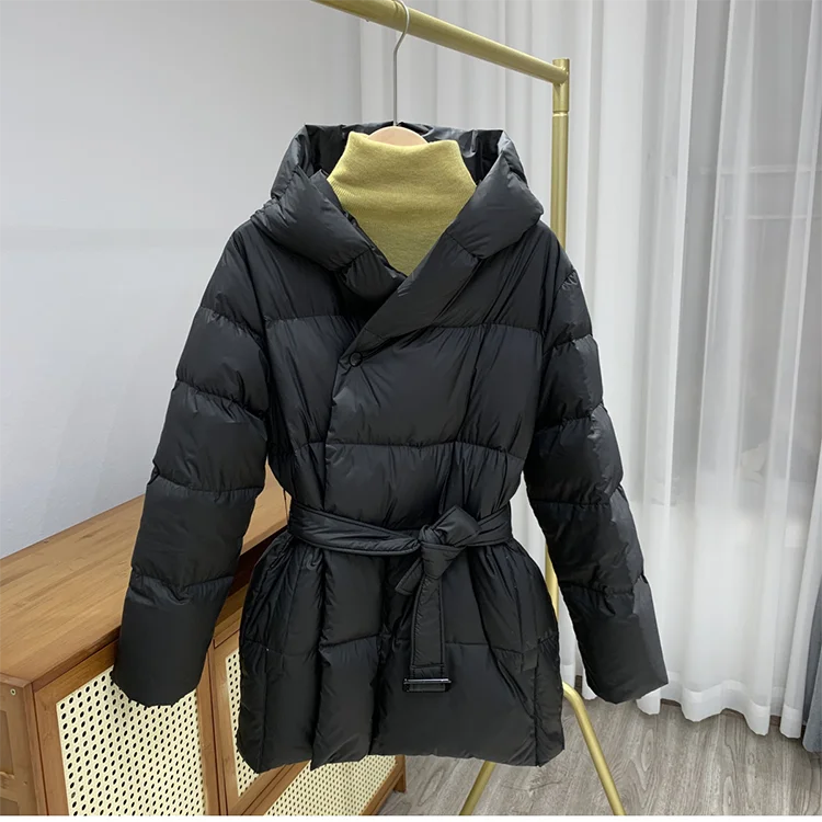 Men's hooded jacket. Available in versatile brown, black, white for all-season outerwear.
