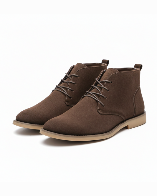 Men's versatile brown leather chukka boots, perfect for everyday comfort & style.