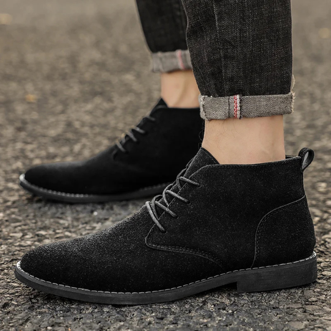 Modern men's chukka boots, offering versatile comfort for stylish casual and semi-formal looks.