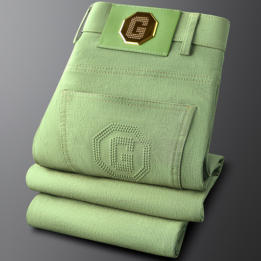 Men's versatile brushed cotton trousers, tailored fit for smart casual style.