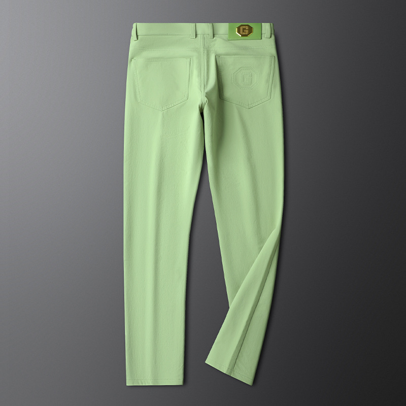 Stylish blue men's brushed cotton trousers, ideal for a comfortable smart casual look.