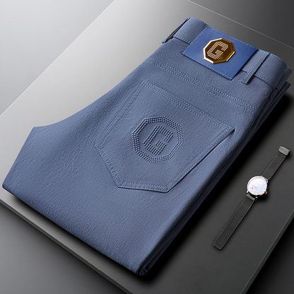 Tailored fit men's brushed cotton trousers, offering a smart and comfortable look for versatile styling.