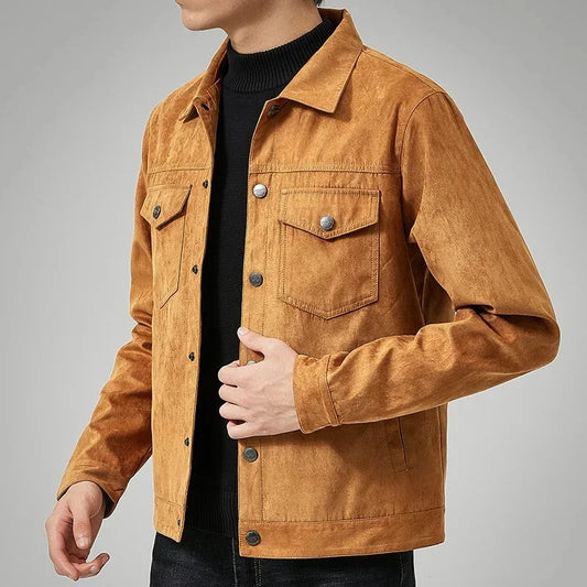 Men's versatile button-front outerwear jacket, perfect for casual layering in fall & spring.