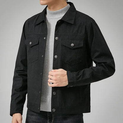 Durable men's casual button jacket, a versatile layering piece for stylish outerwear.