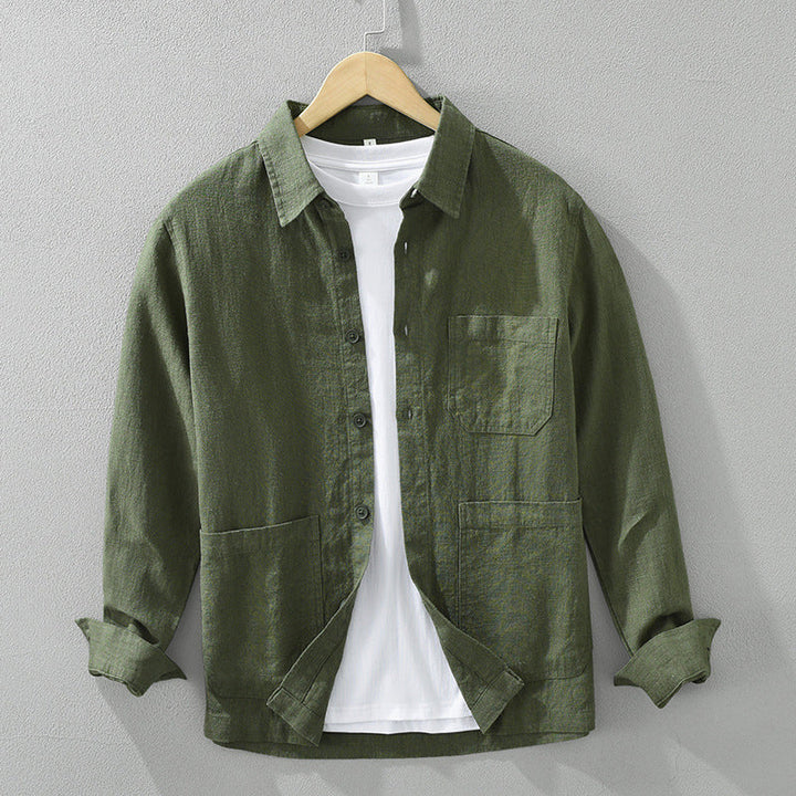 Stylish men's fashion outerwear: a versatile button-up shacket for a relaxed, everyday look.