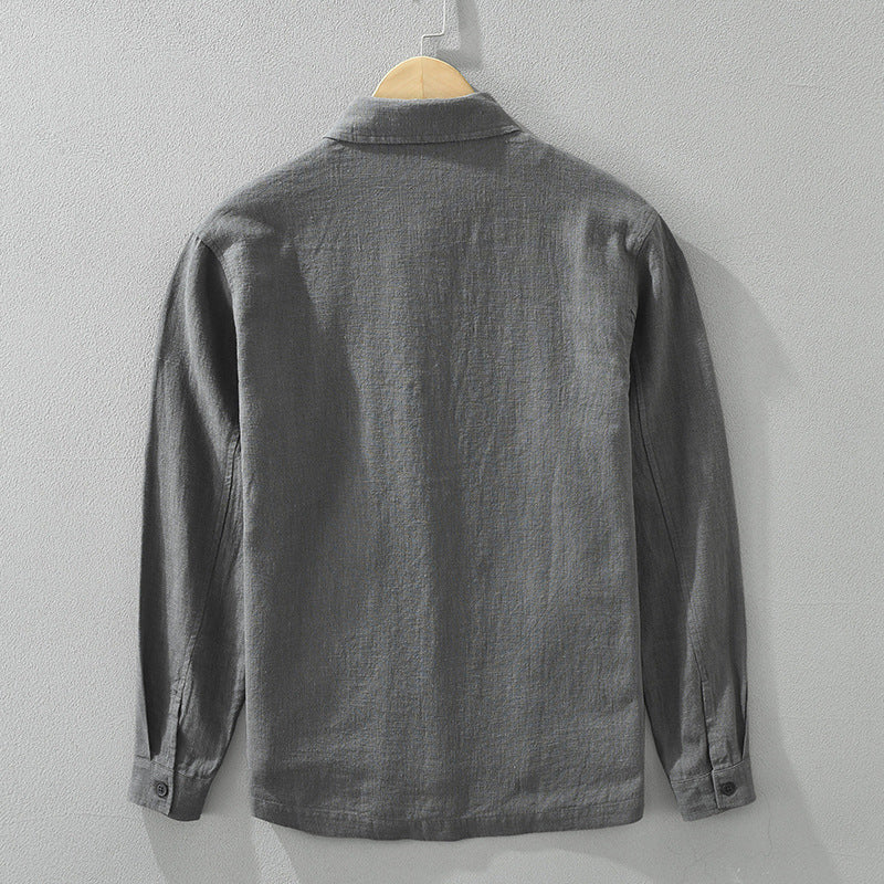 Men's button-up shacket, a comfortable outerwear piece, great for layering and everyday fashion.