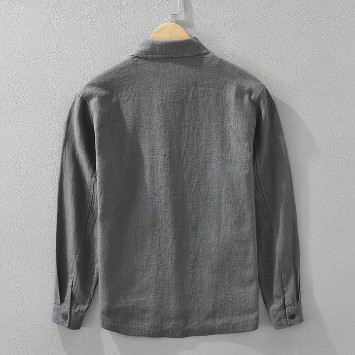 Men's button-up shacket, a comfortable outerwear piece, great for layering and everyday fashion.