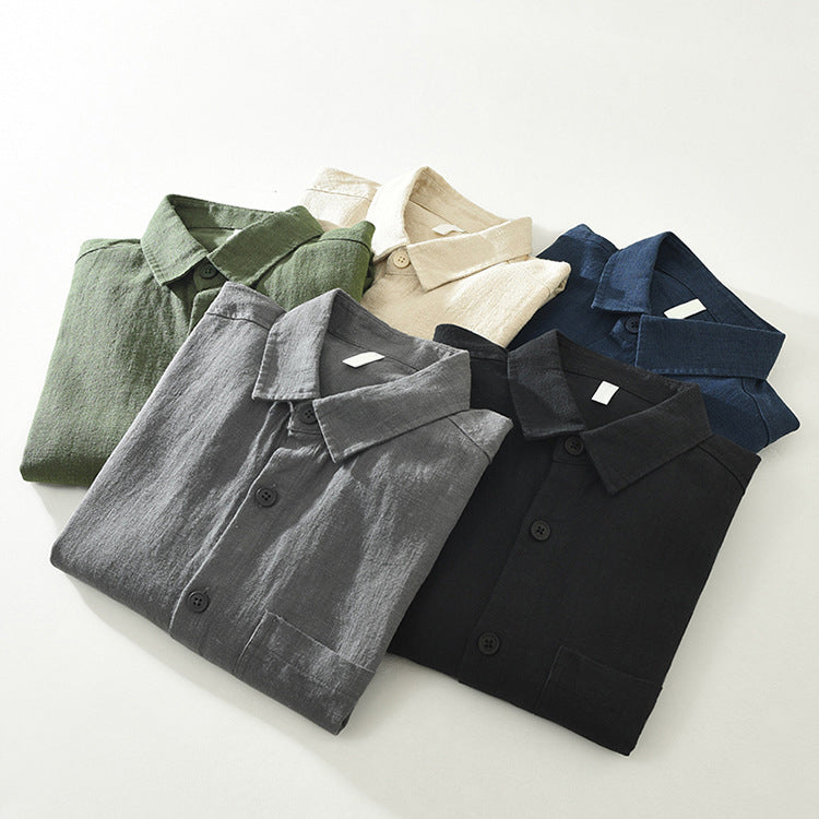 Men's casual button-up shacket, a comfortable shirt jacket & versatile layering top for men's fashion.