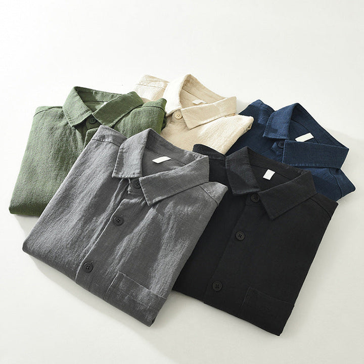 Men's casual button-up shacket, a comfortable shirt jacket & versatile layering top for men's fashion.