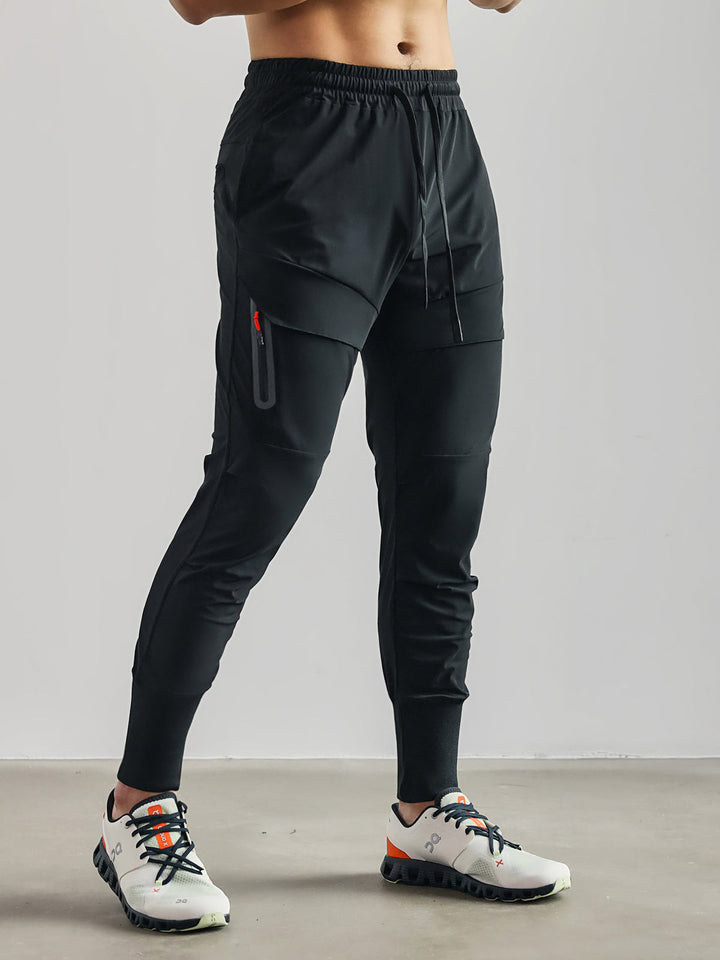 Comfortable men's athleisure cargo joggers, charcoal, tapered fit for versatile style.